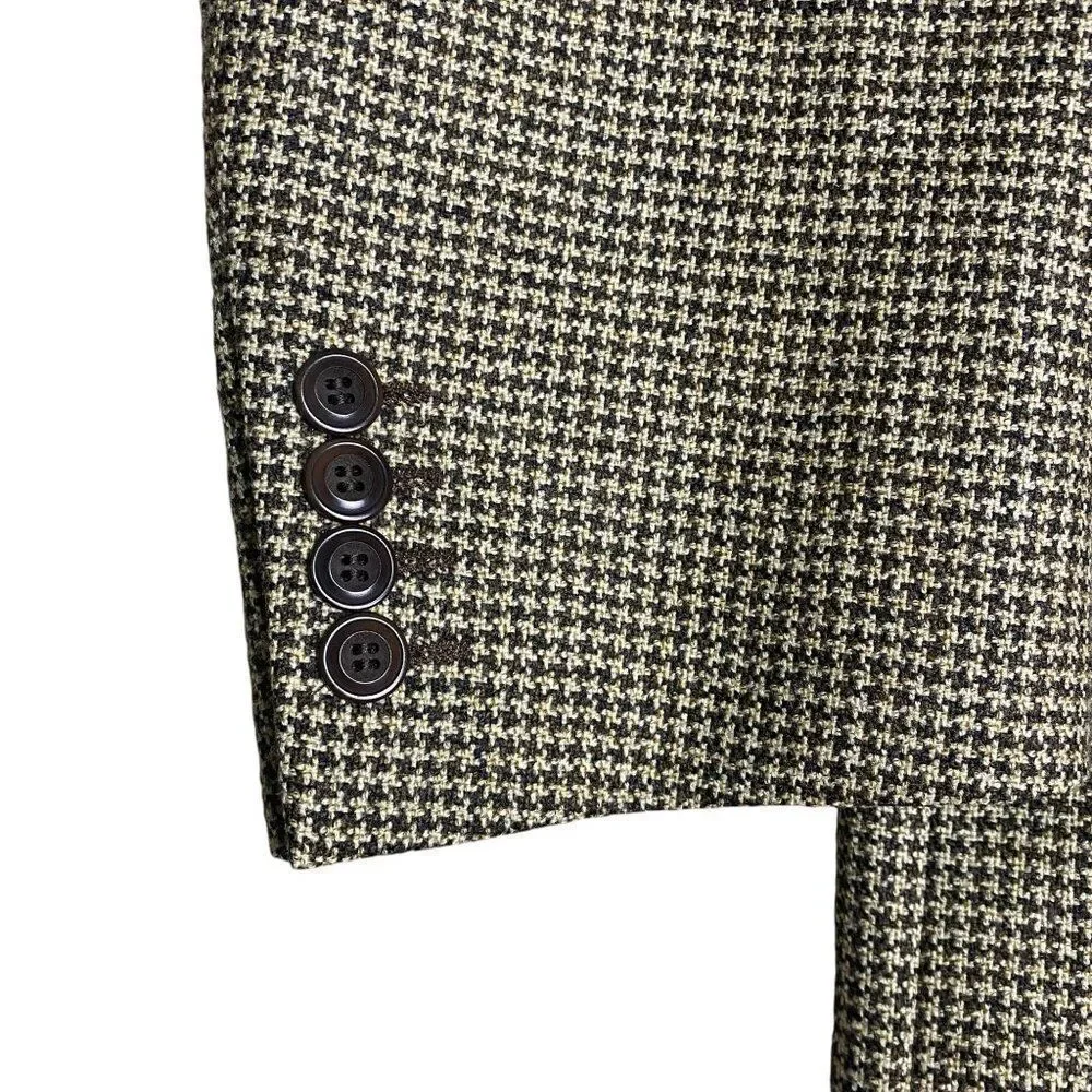Bachrach Wool Sport Coat Houndstooth Suit Jacket Size 46 XL